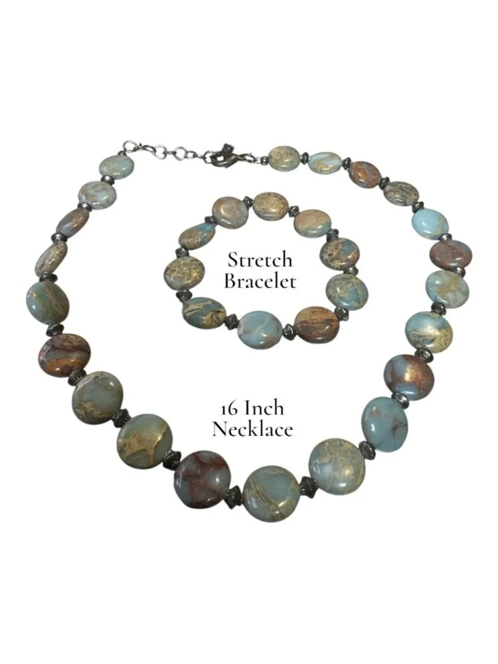 Natural Gemstone Beaded Necklace With Adjustable Clasp For Women Earth Tones